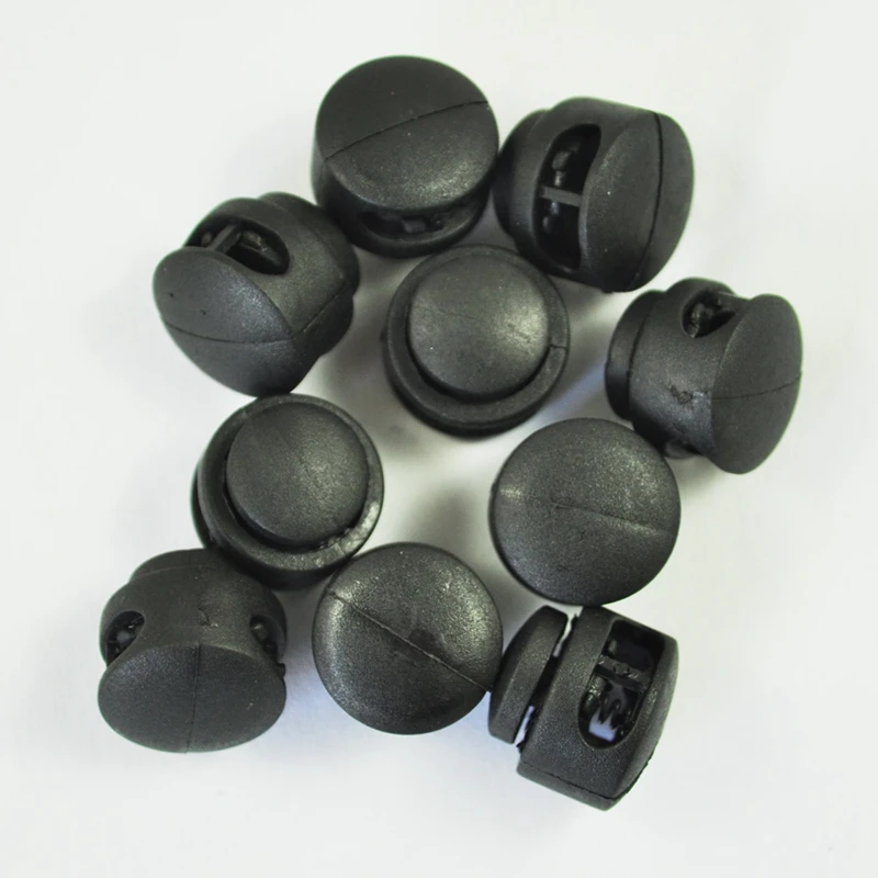 

Spring Stop Double Holes Plastic Lanyard Cord Locks End x 10