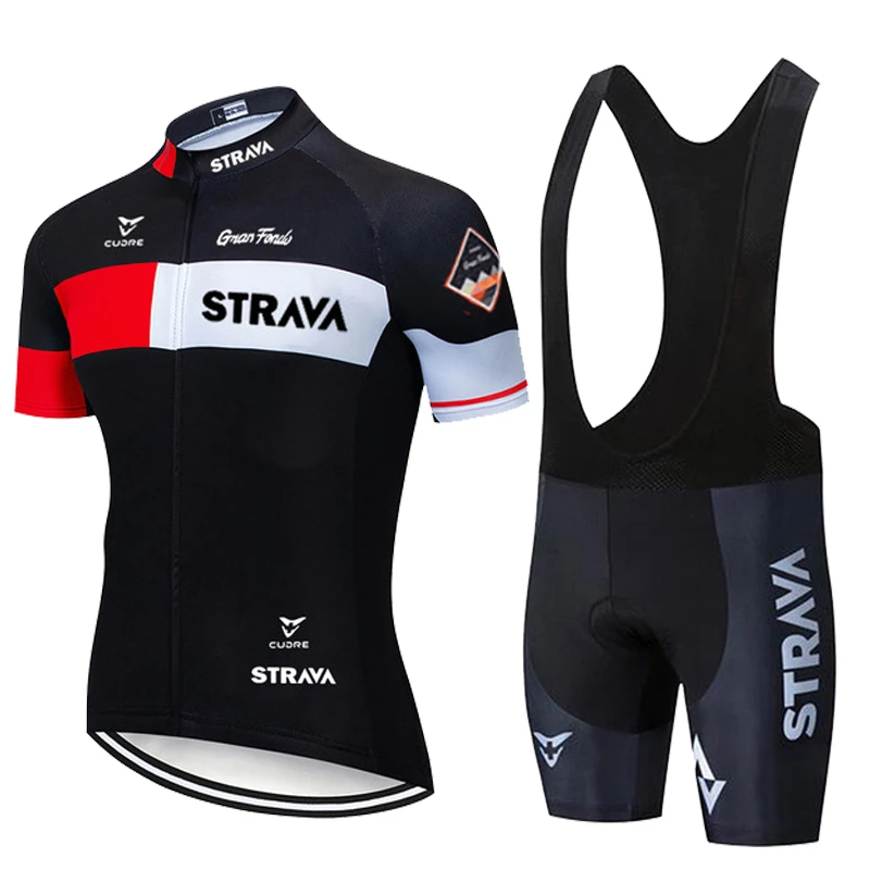 

Новинка 2021 г., комплект одежды STRAVA Pro для велосипедной команды с коротким рукавом, Мужская велосипедная майка, Джерси, летние дышащие комплек...