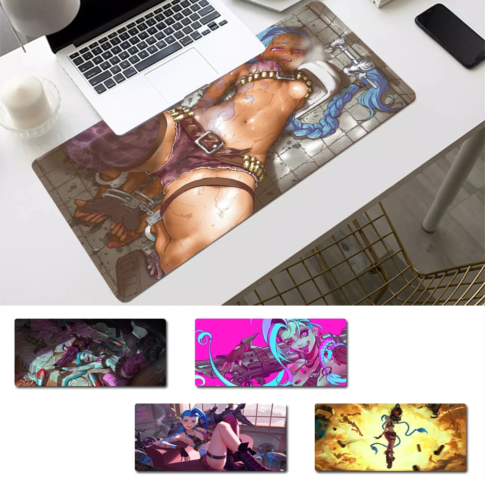 

High Quality League of Legends Jinx Gaming Mouse Pad PC Laptop Gamer Mousepad Anime Antislip Mat Keyboard DeskMat For Overwatch