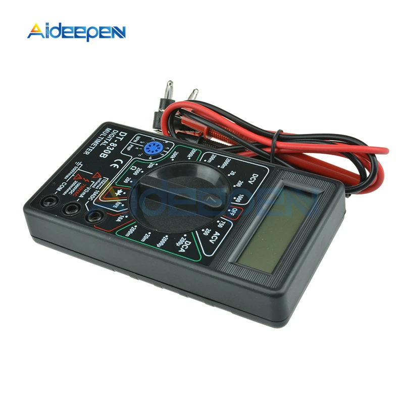 DT830B Мини ЖК-цифровой мультиметр Вольтметр Амперметр Омметр мультиметр Вольт AC DC транзистор диодный тестер метр с зондом
