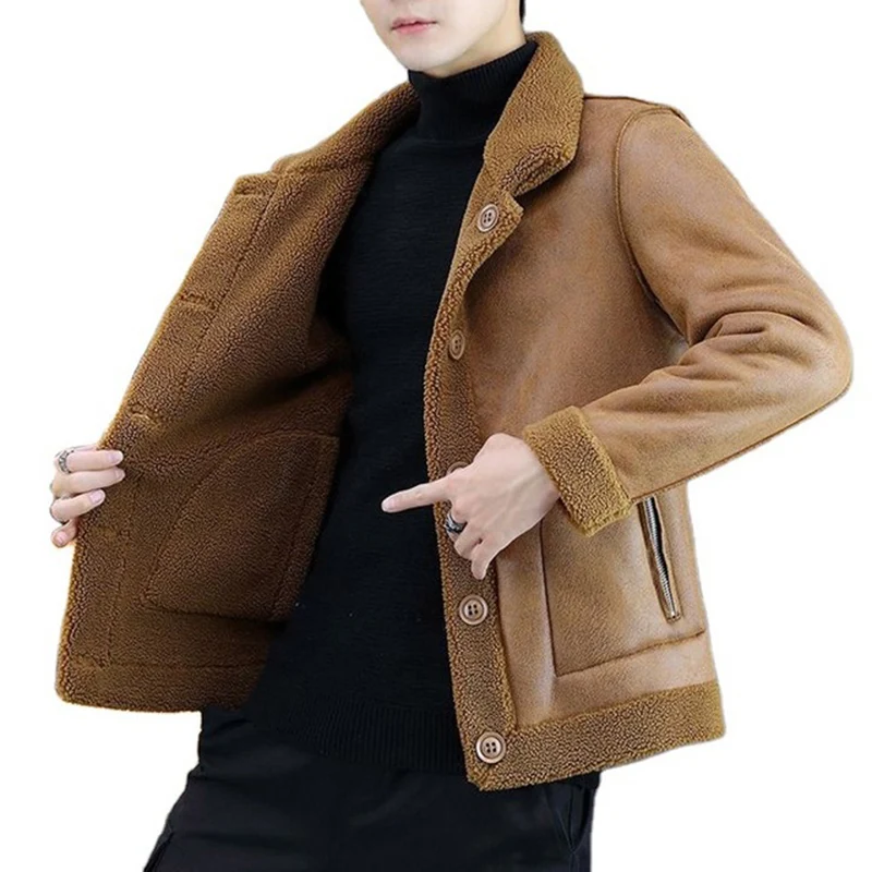 Мужские двухсторонние кожаные куртки на осень и зиму повседневные красивые