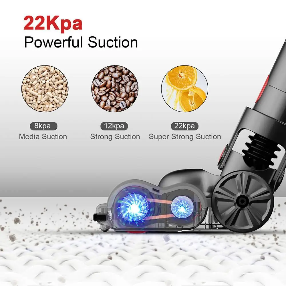 

MOOSOO T200 Cordless Stick Vacuum Cleaner with 200W 22Kpa Super Suction 2000mAh Battery 4 in 1 Handheld Vacuum for Pet
