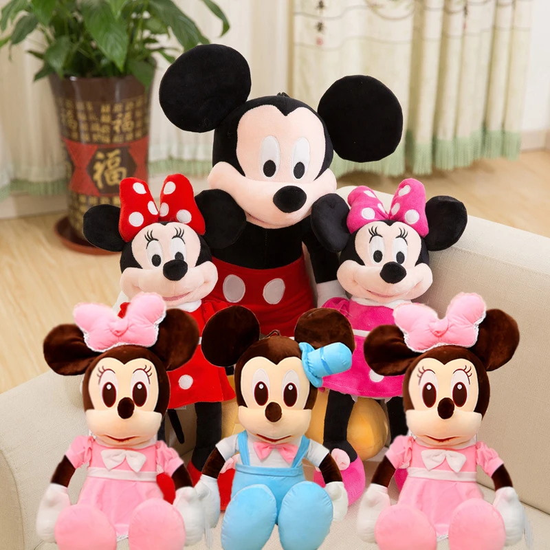 

30-100cm Disney Couples Kawaii Mickey Mouse Minnie Plush Toys Children Gifts Plush Toys Doll Birthday Gift For Children Girl