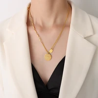yaonuan trendy double layered multiple chains type gold plated necklace for women letter plaque pendant party fashion jewelry