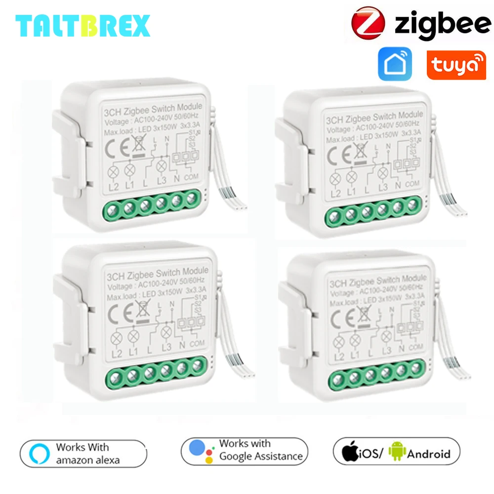 Tuya Zigbee Беспроводной интеллектуальный коммутационный модуль 3 коплекта/способ No/с