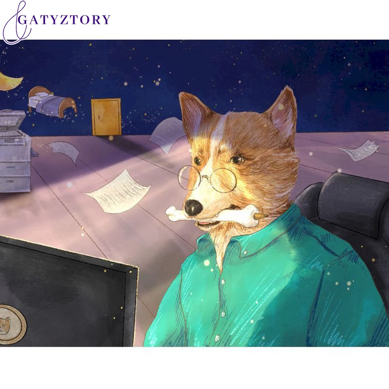

GATYZTORY 40x50cm Paint By Numbers For Adult DIY Fox Oil Painting By Numbers On Canvas Frameless Animals Home Decor