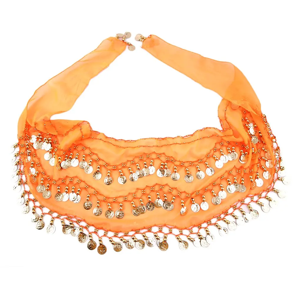 3 ряда 128 золотые монеты костюм для танца живота шарф на бедрах юбка пояс