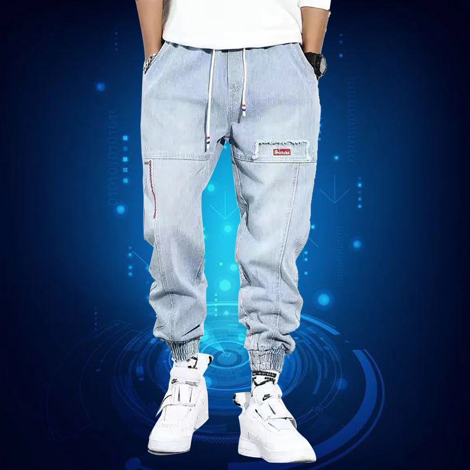 

Streetwear 2021 New Fashion Hip Hop Cargo Pants Men's Jeans Elastic Harun Pants Joggers Pants In Oversized Jeans S To 5XL