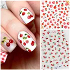 3D наклейки для ногтей с вишнями, 1 шт., фрукты, для лета, персик, лимон, клубника, переводные наклейки для ногтей, клейкая слайдер-наклейка