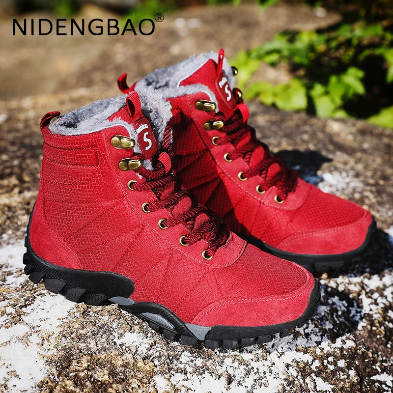 Brand New Men Sneakers Winter Warm Plush Women Ankle Boots Waterproof Unisex Outdoor Trekking Walking Hiking Sports Shoes