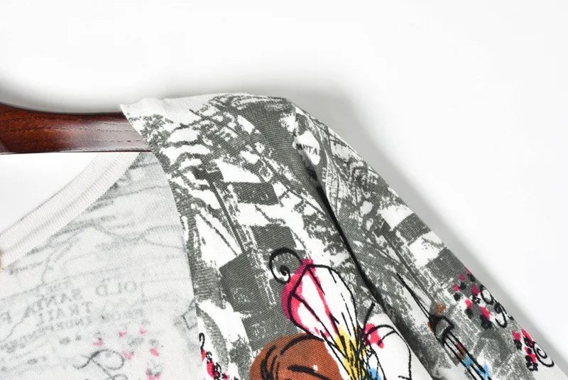 Женский вязаный свитер с длинным рукавом короткий топ принтом Парижской башни и