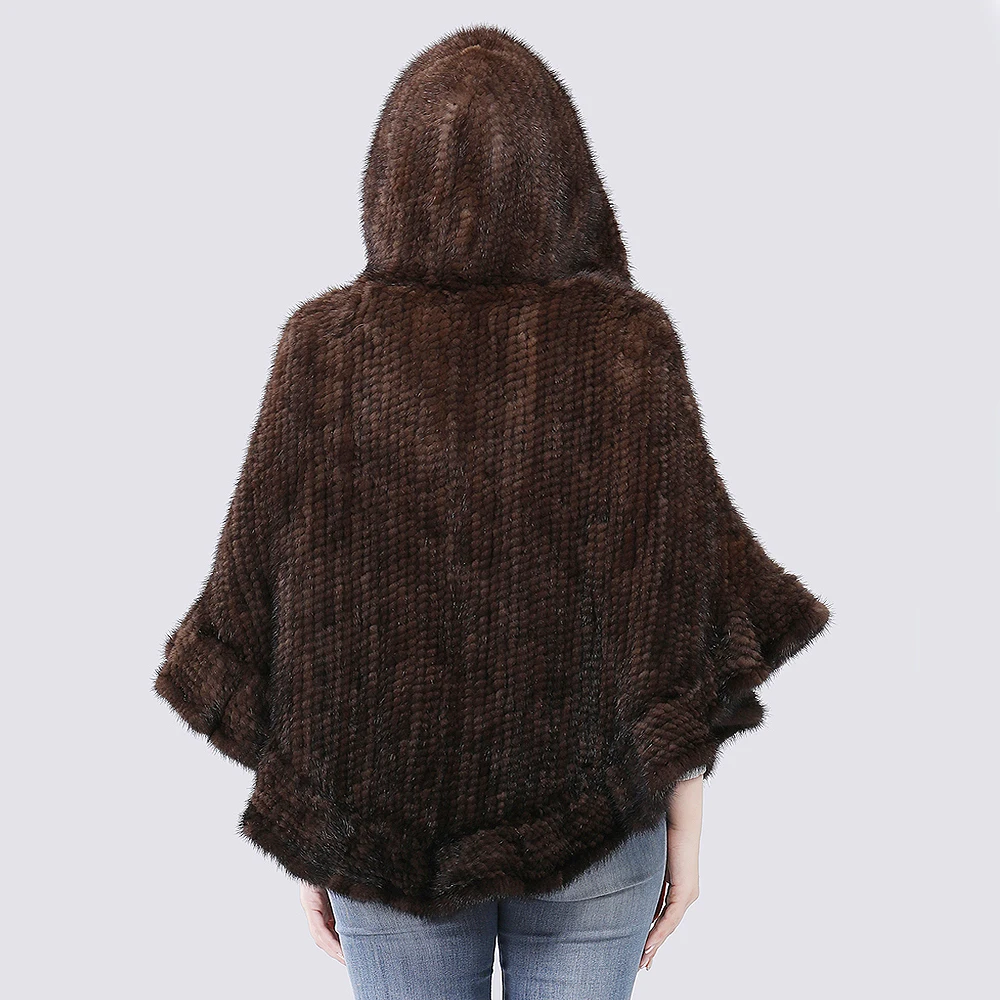 Новинка зимняя женская шаль из натурального меха норки пальто с капюшоном модный