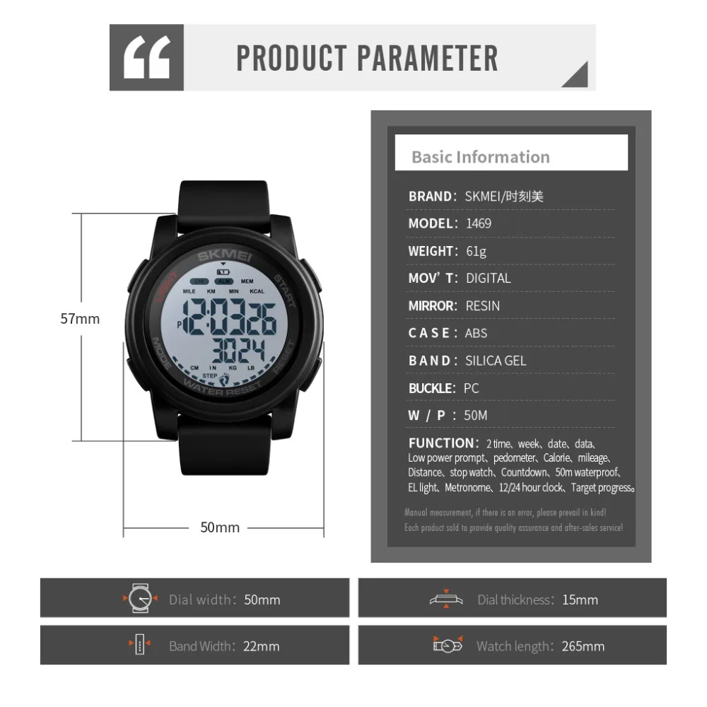 

SKMEI 2 Time Mileage Watches Mens Calorie Distance Digital Sport Wrist Watch For Men Pedometer Data Clock relogio masculino 1469