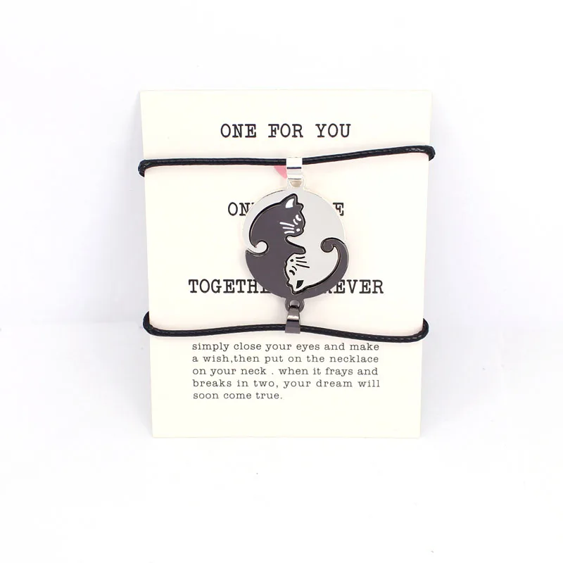 

new hot sale Couples Jewelry Necklace Pendant Black white Couple Necklaces Animal Cat Pendants Necklace