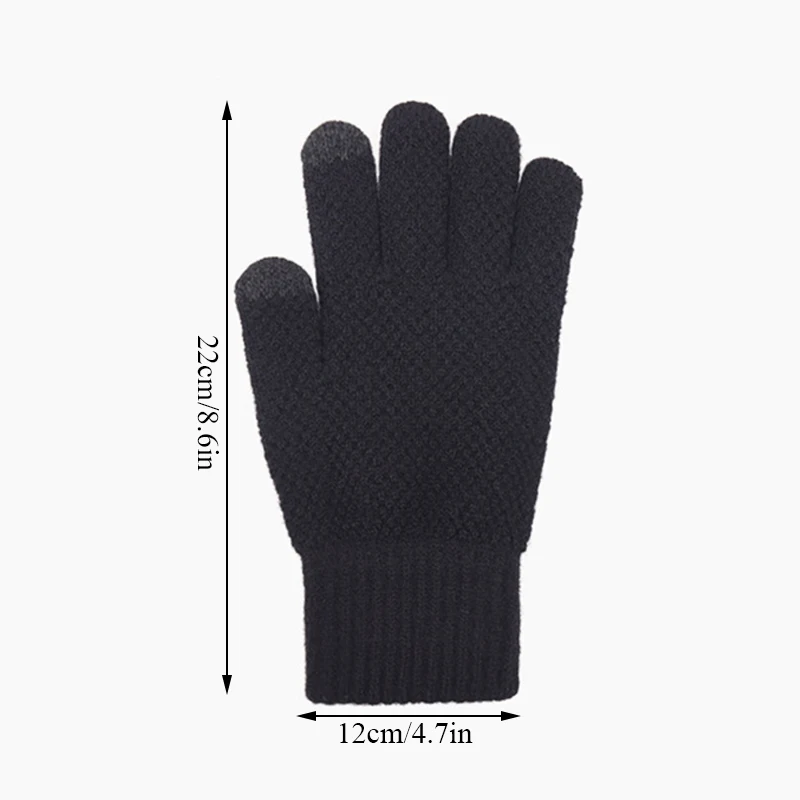 Удобные мужские вязаные перчатки зимние теплые плотные эластичные с пальцами