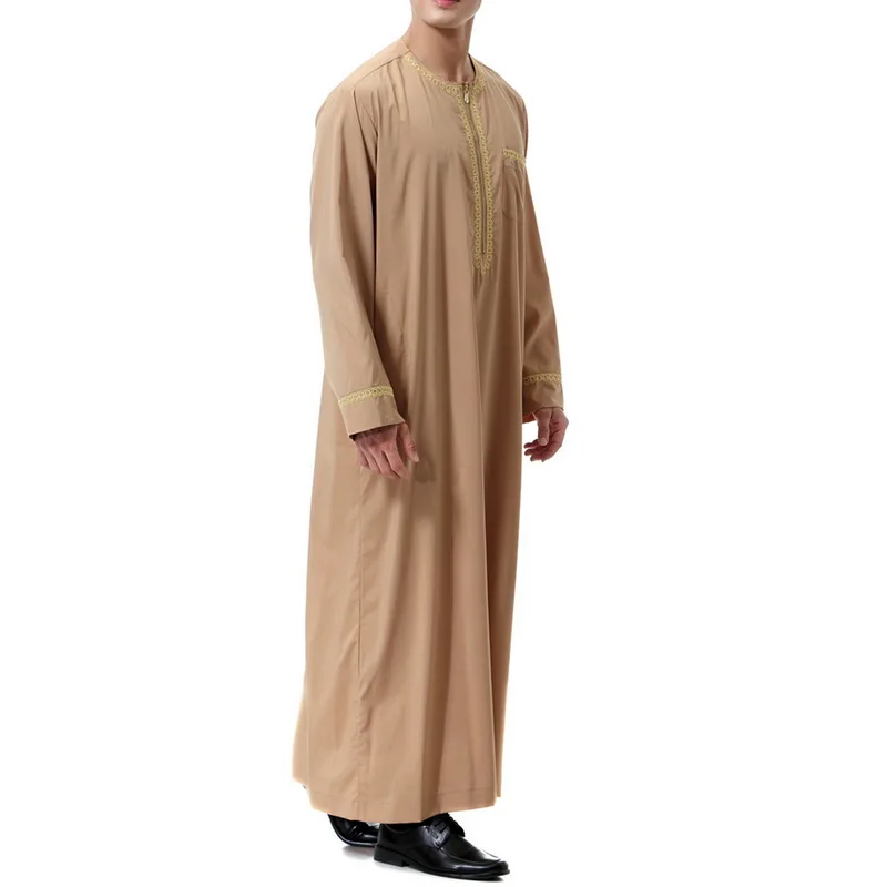 Новое поступление, солидное мужское мусульманское Макси-платье Saudi thebe, мусульманское платье abaya jilbaba, Дубай, для любого случая, осеннее платье jubba thebe