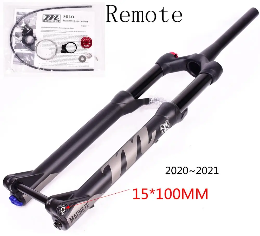 27.5 cone remote Manitou Machete Comp 100*15 мм 27,5 er 29inche Велосипедная вилка размер воздуха горный велосипед MTB Передняя подвеска MARVEL COMP PRO через - Цвет: 27.5 cone remote