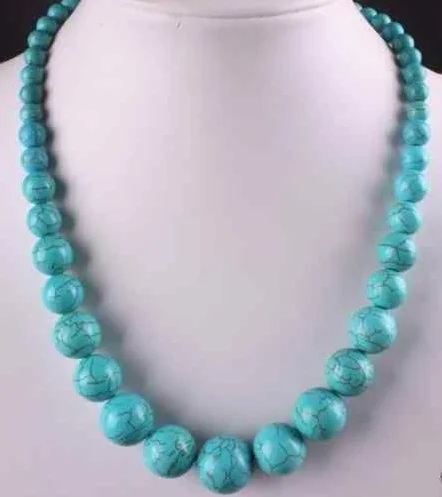 Новинка 6 14 мм синий индейка бирюза драгоценные камни круглые бусы ожерелье