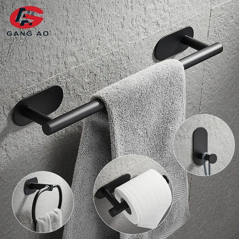 Набор аксессуаров для ванной комнаты черный крючок халата вешалка полотенец