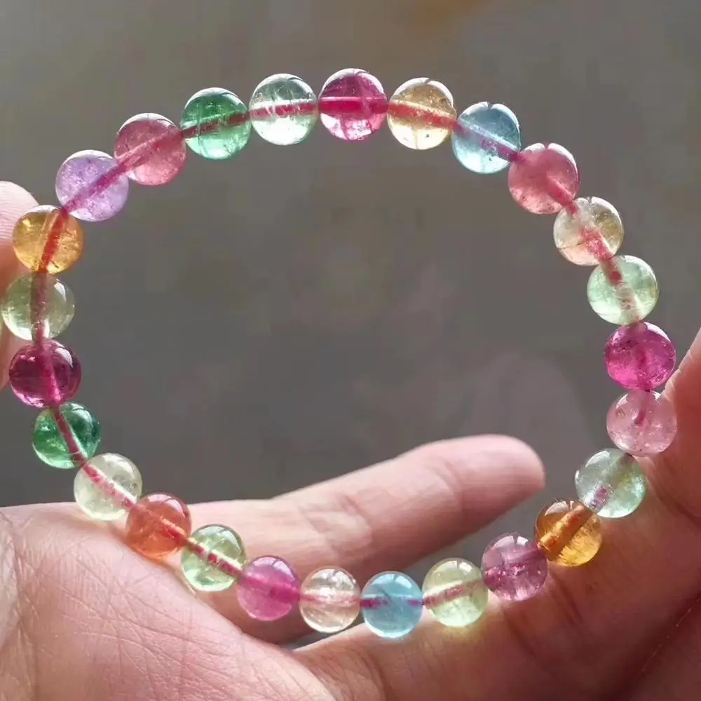 7 2 мм Сертификат натуральный Радужный разноцветный турмалиновый Круглый бисер