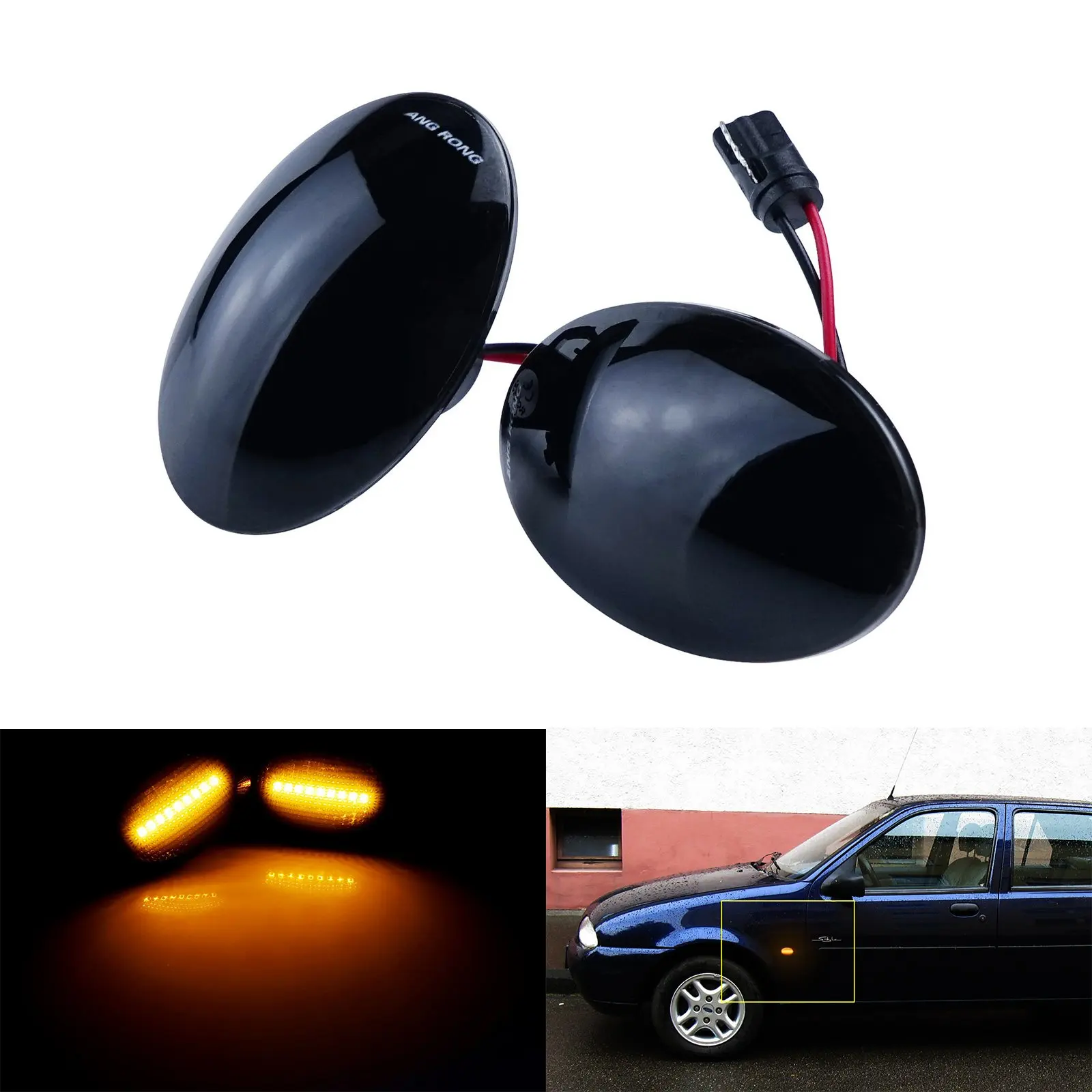 ANGRONG янтарсветодиодный боковые габаритные огни для Ford Fiesta ка Transit Tourneo MK6