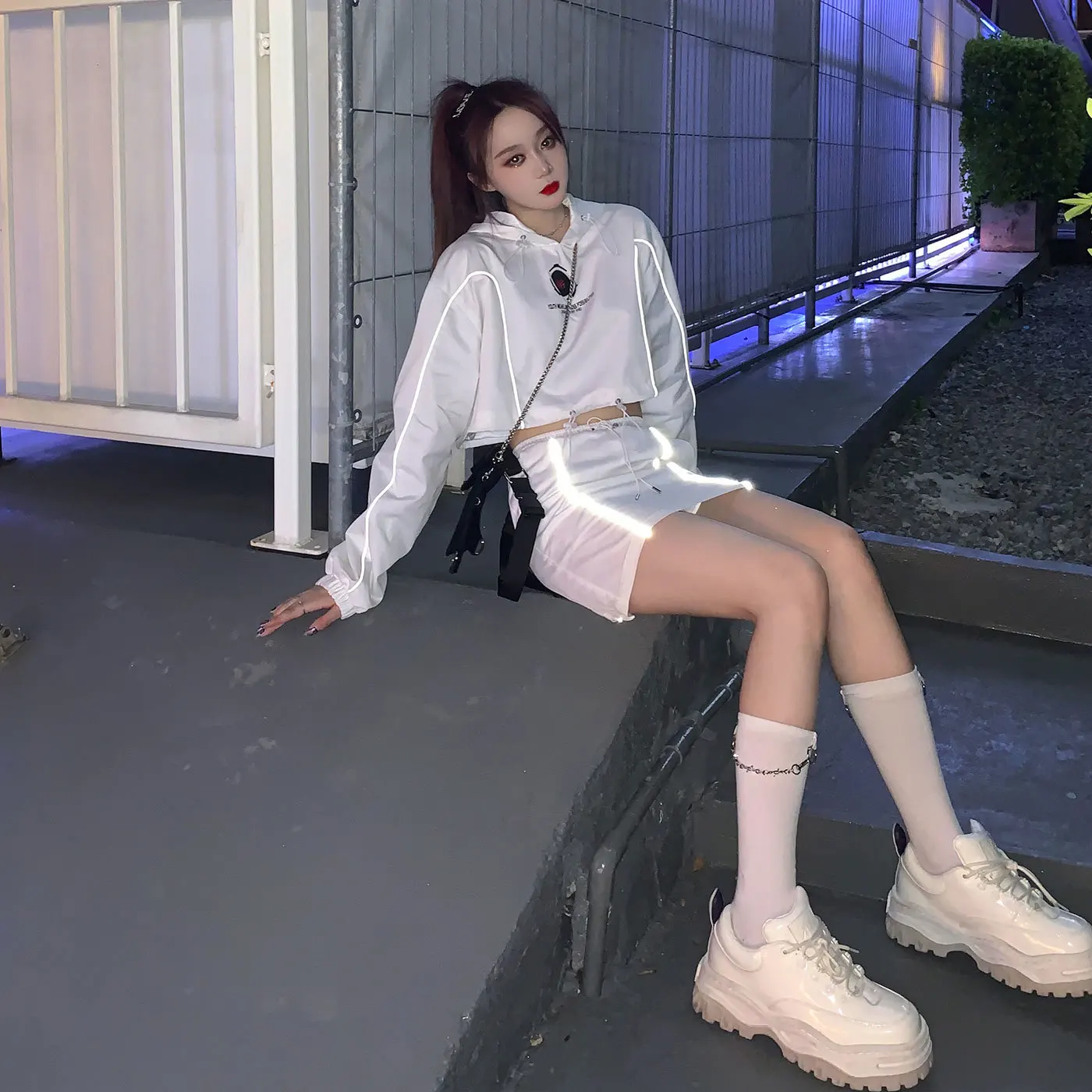 Носки женские с цепочкой в стиле гранж повседневные однотонные | Женская одежда