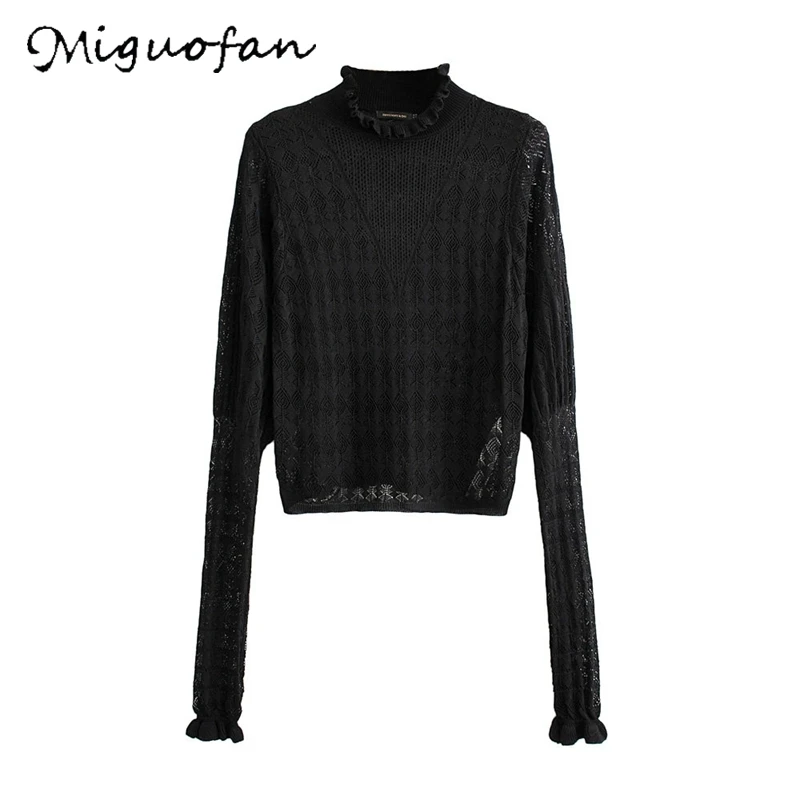 Miguofan Женский трикотажный свитер с вырезами тонкие джемперы длинным рукавом