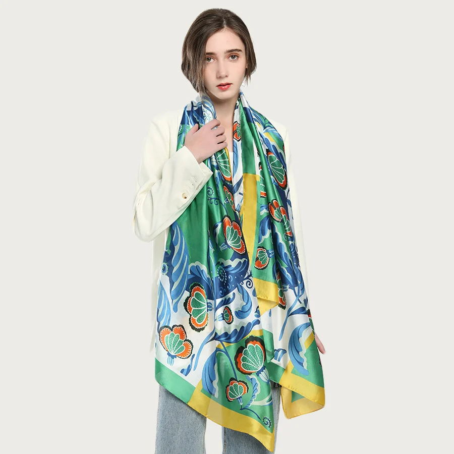 

Luxury Floral Silk Head Scarf Shawl Bright Pattern Soft Foulard Stylish Design Cover Wrap NEW [5027]