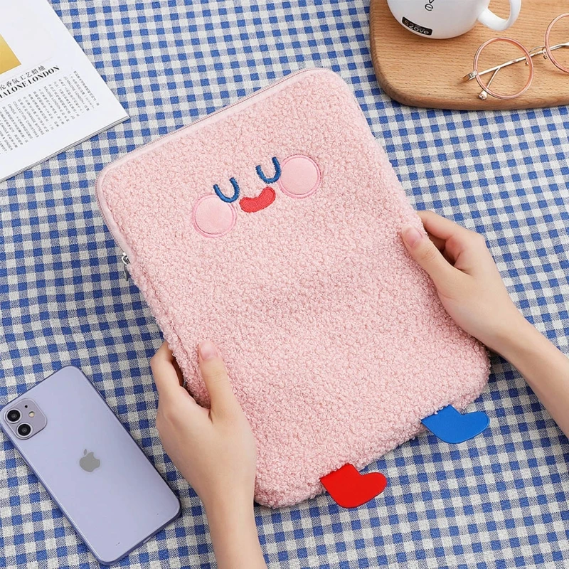 

Tablet Protect Pouch Bag Case Sleeve Cute Cartoon Plush Laptop Cover Pocket Organizer Portable Storage Supplies