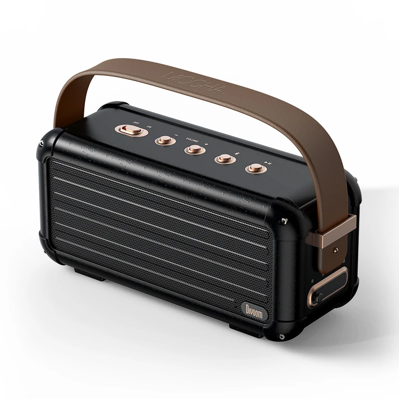 Черный Divoom мокко 40 Вт превосходный бас Портативный беспроводной Bluetooth динамик Ретро дизайн 6 драйверов для 25 ч воспроизведения умный дом украшения - Цвет: Черный