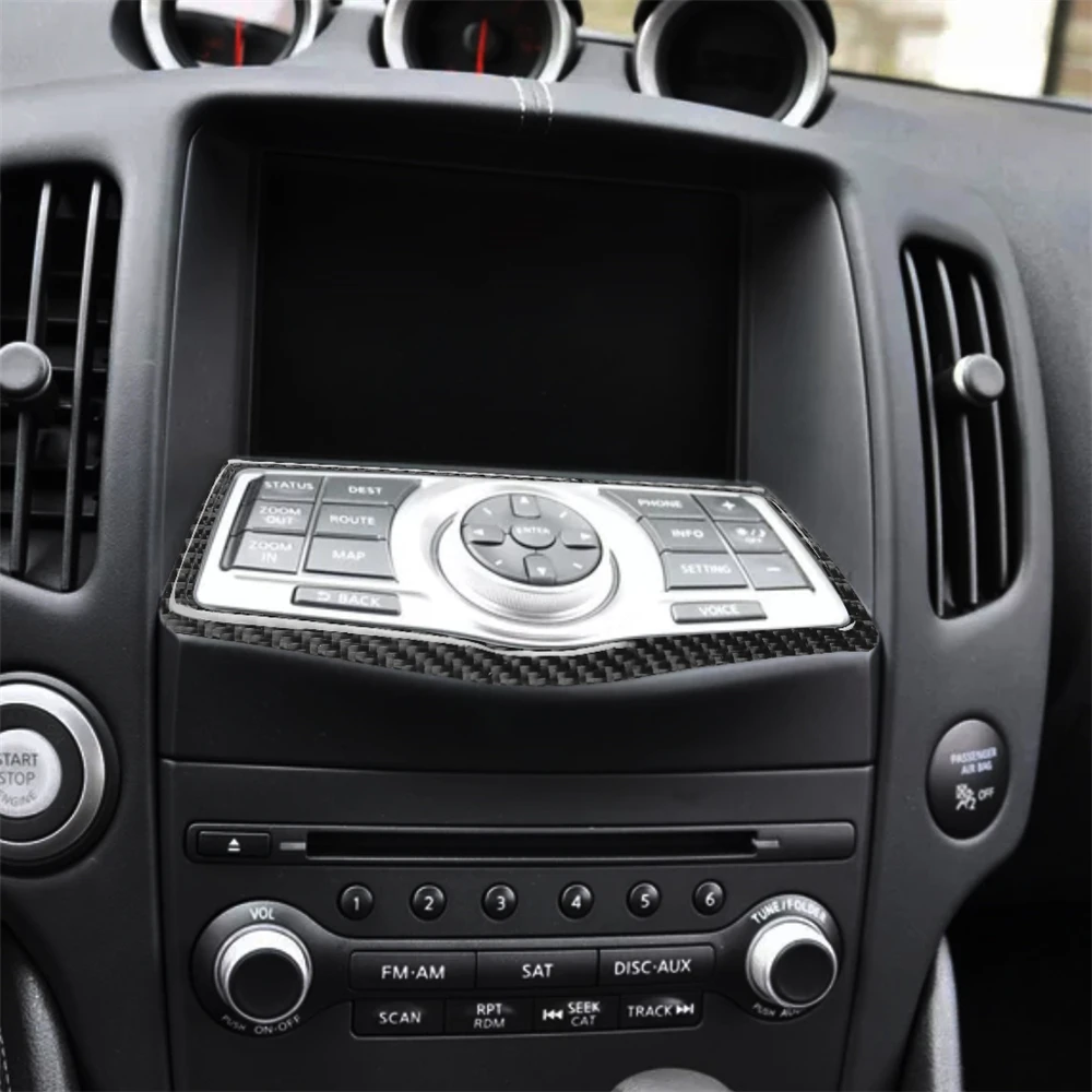

Carbon Fiber Multi Media NAVI Button Panel Frame Cover Trim for Nissan 370z 2009+ Interior Decoration Car Accessories Stickers