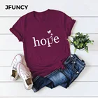 JFUNCY размера плюс, женская футболка, креативные летние футболки с буквенным принтом, женская футболка с коротким рукавом, Повседневная футболка, 100% хлопок, женская футболка