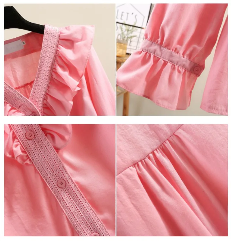 Женская блузка с длинным рукавом и оборками весна-осень | одежда