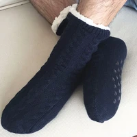 men slippers winter home sock slippersthicken plush warm non slip furry slippers holiday boy gifts soft cotton slippers big size