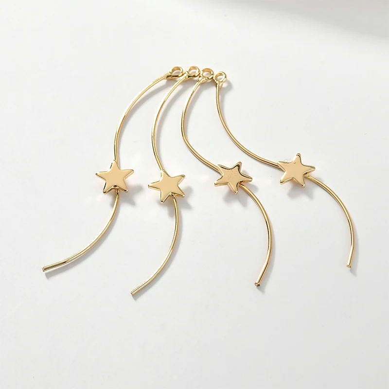 Серьги подвески S образные с медным покрытием и изогнутыми звездами|Ювелирная