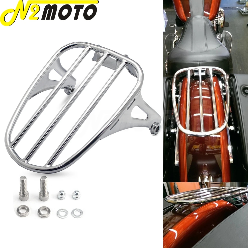 

1x Steel Chrome Solo Seat Shelf Luggage Mount Rack For Harley Sotail Heritage Classic 114 Deluxe FLDE FLHC FLHCS 18-up 50300156