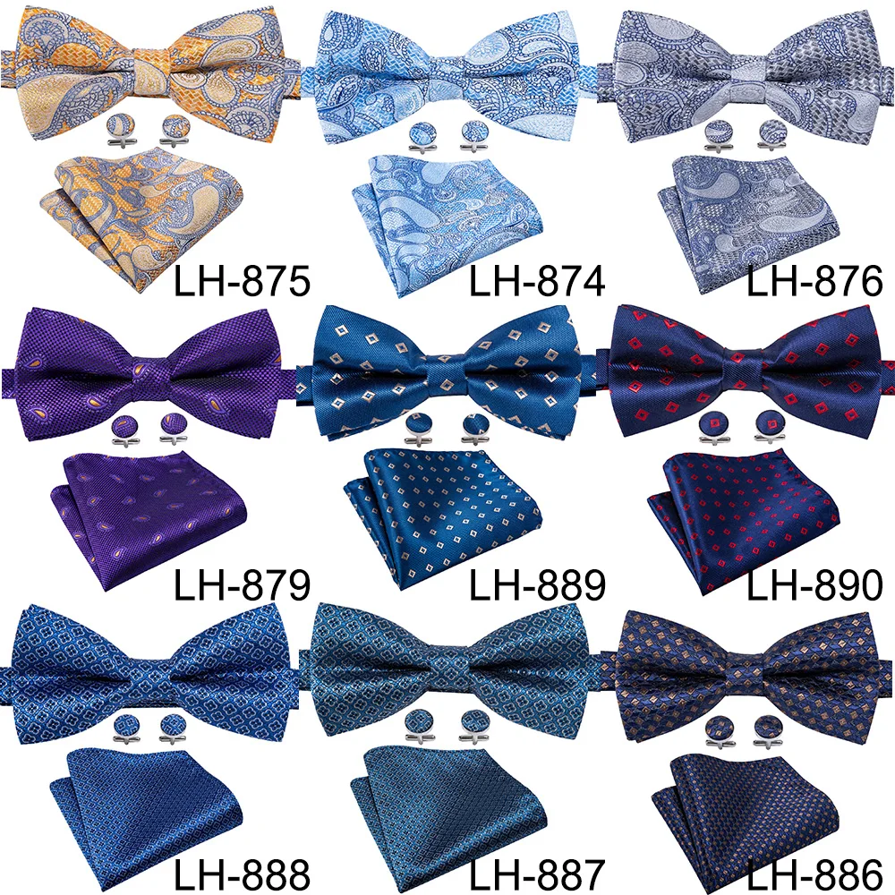 Новые темно-синие галстуки-бабочки для мужчин шелковые мужские цветные запонки с