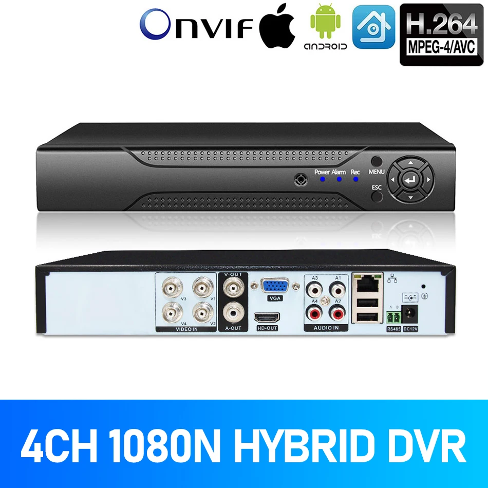 5 в 1 4 канальный 1080N AHD DVR наблюдения CCTV рекордер Гибридный DVR|Видеорегистратор для