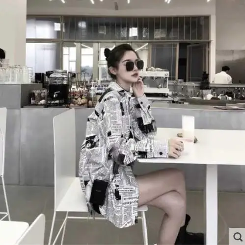 Модная женская Корейская с коротким рукавом рубашка Harajuku принтом Пляжная