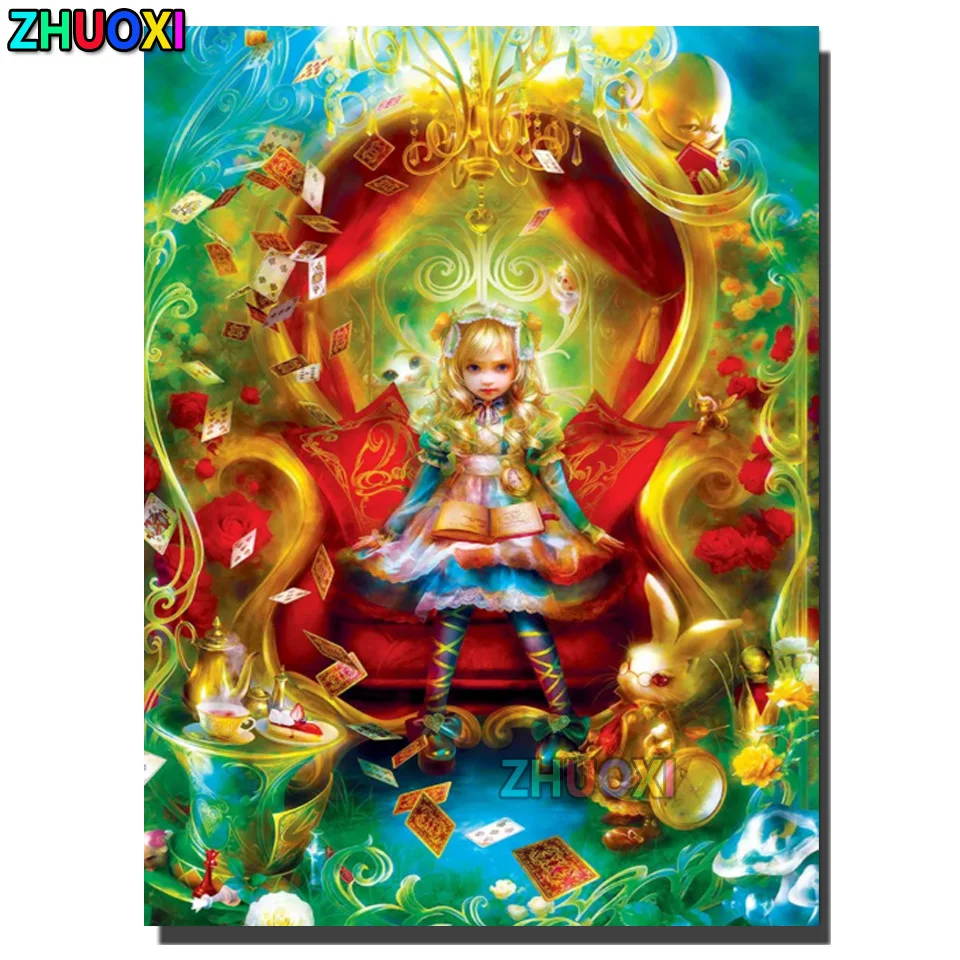

5D Cartoon princess girl and bunny Full Diamond Painting cross stitch kits art 3D paint by diamonds round,Wall Sticker Decor