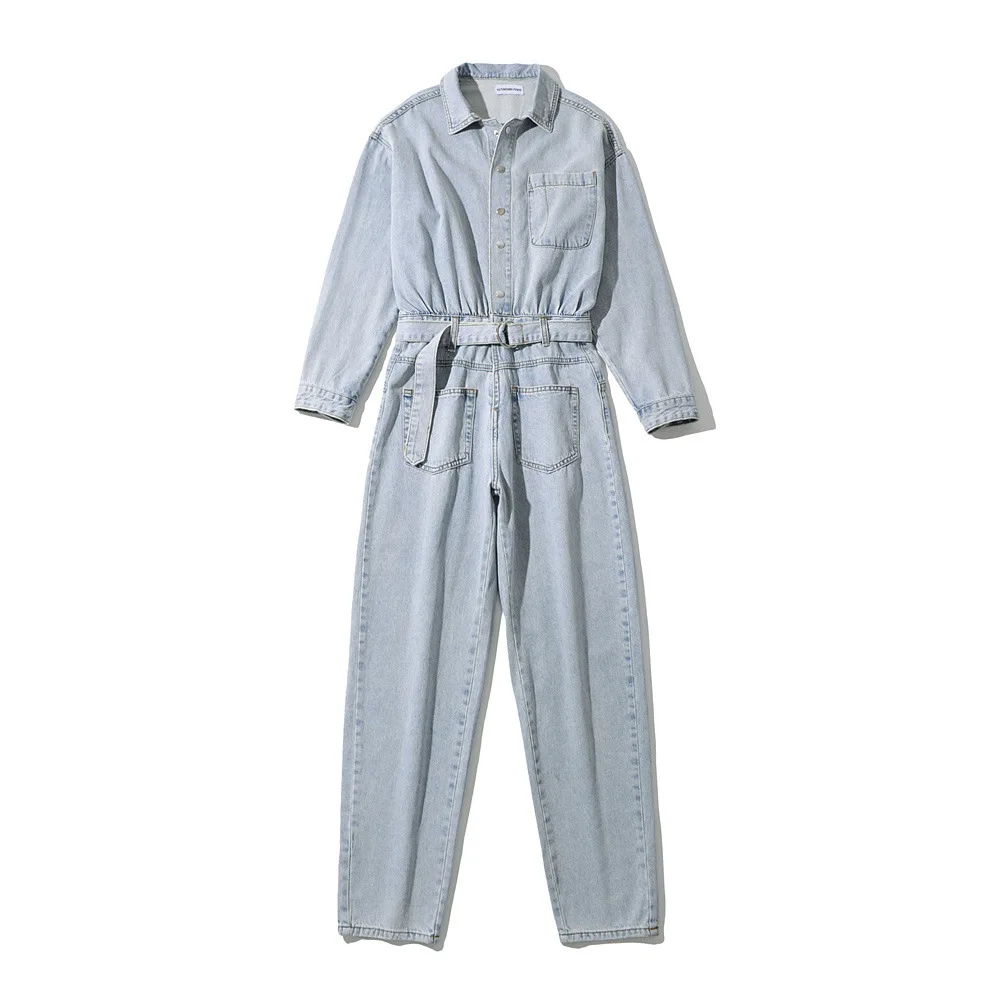 

ZCSMLL Street fashion trendy Bodysuits denim jeans women's spring 2021 European and American ins waist loose denim jumpsuit