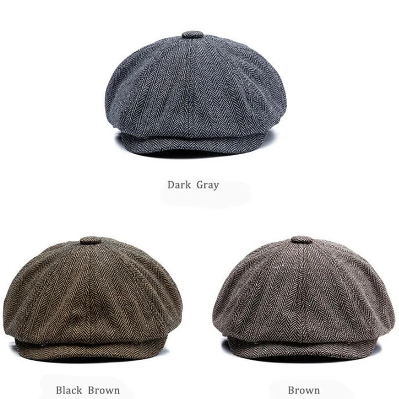 Кепка газетчика унисекс твидовая восьмиугольная шапка в стиле ретро плоская