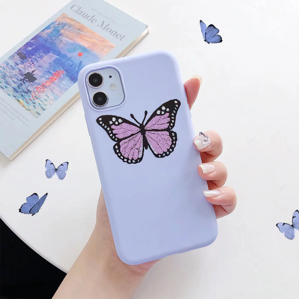 

Purple Butterfly phone case For iphone 11 Pro Max silicone case Xs MAX XR X 6 6s 7 8 plus soft TPU back Cover for coque iphone x