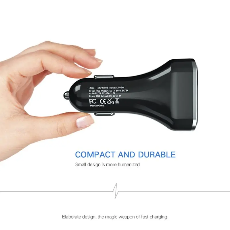 

Quick Charge 3.0 Dual USB Car Charger LED Voltage Current Display for iphone HTC