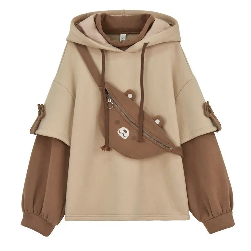 

harajuku aesthetic bear anime hoodie women korean kawaii crewneck long sleeve oversized streetwear kpop Y2K winter clothes tops