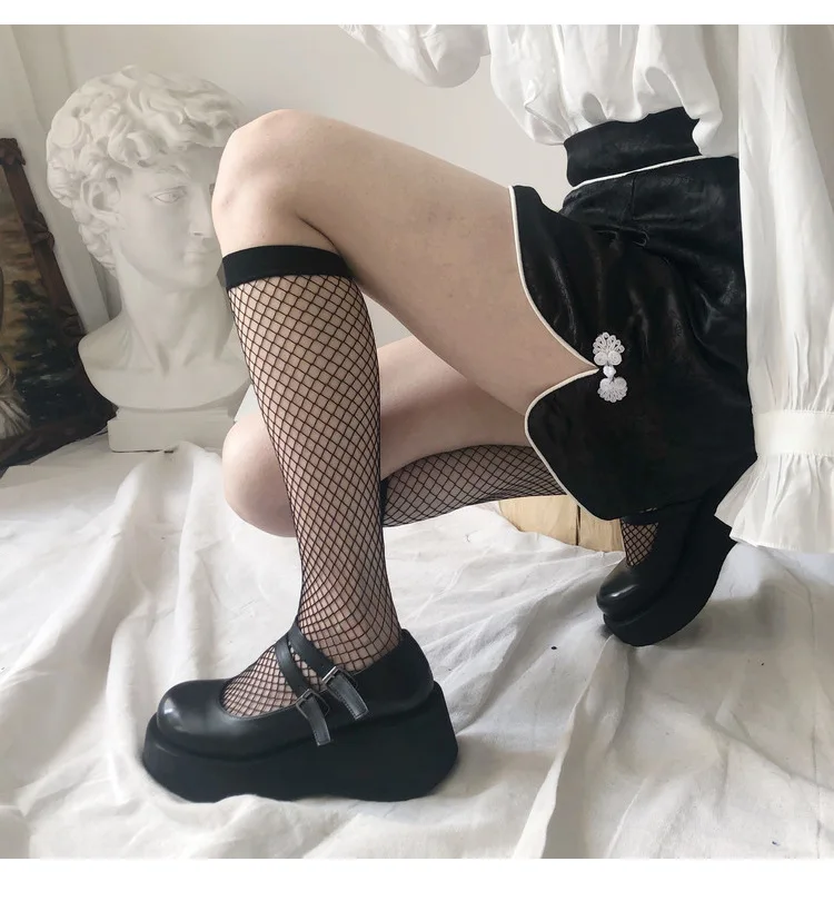 Женские носки JK средней длины колготки в сеточку японском стиле модные тонкие