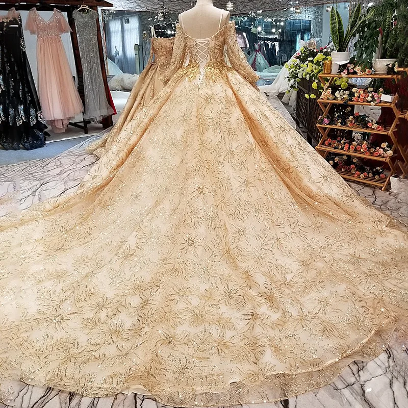 LS31270 платье люкс роскошные золотые кружева pleat торжественное с открытыми плечами