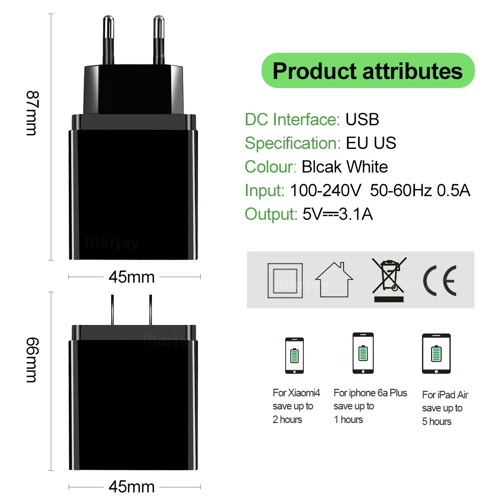 Дисплей Быстрая зарядка QC 3 0 USB зарядное устройство для телефона Xiaomi Samsung Huawei