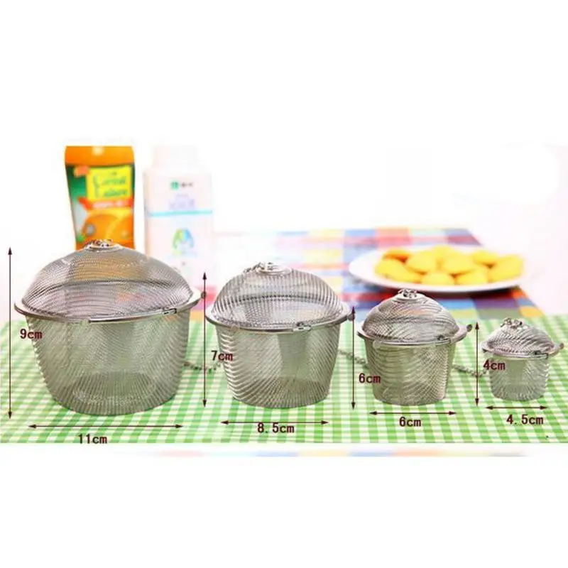 Tea Coffee Stew Spice Soup Herbal Sieve Infuser Reusable Stainless Steel Seasoning Bag Ball Kitchen Filter Sachet With Chain S-L images - 6