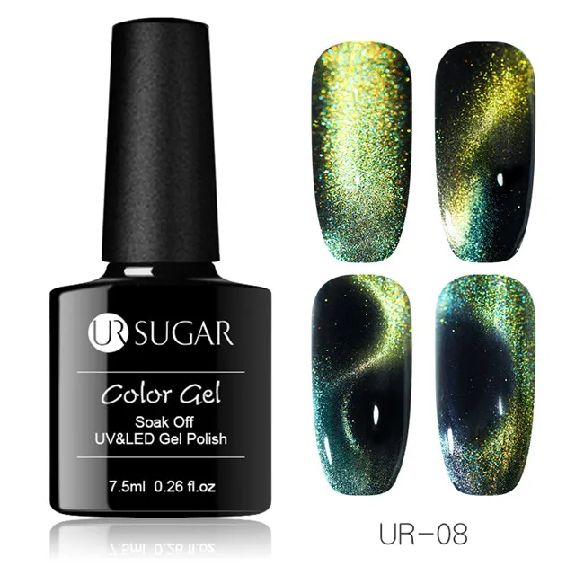 9D Cat Eye UV Gel 8 Ur Sugar 9D Хамелеон для использования с магнитом Гель-лак для ногтей широкий эффект кошачий глаз УФ-гель лак лазер дизайн ногтей гель замочить от УФ светодиодный Гель-лак - Цвет: 9D Cat Eye UV Gel 8